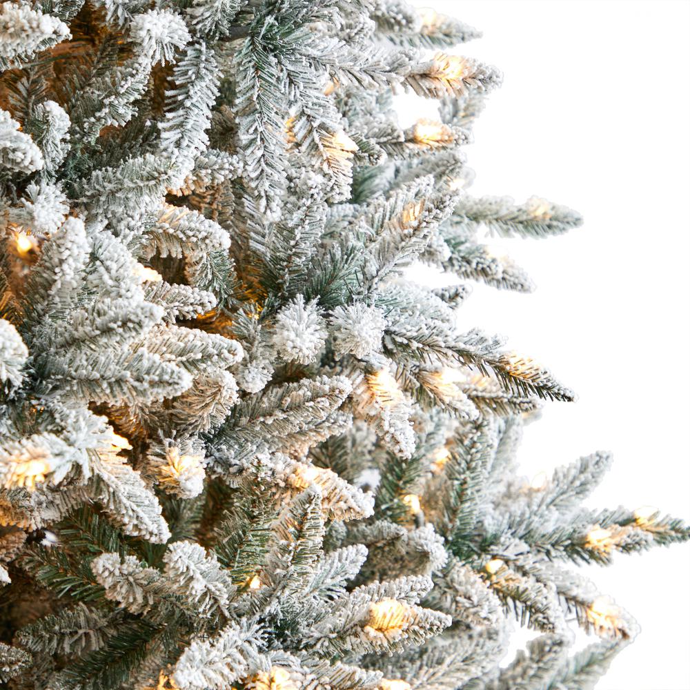 8ft. Flocked West Virginia Spruce Artificial Christmas Tree with 600 Clear Lights and 1856 Bendable Branches. Picture 7