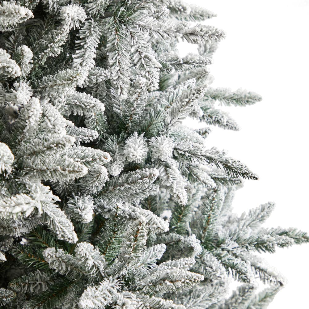 8ft. Flocked West Virginia Spruce Artificial Christmas Tree with 600 Clear Lights and 1856 Bendable Branches. Picture 3