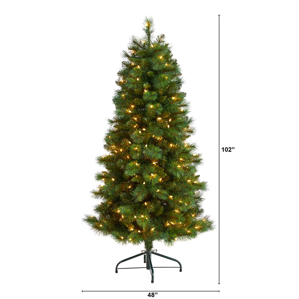 Slim West Virginia Mountain Pine Artificial Christmas Tree with 200 Clear Lights. Picture 2