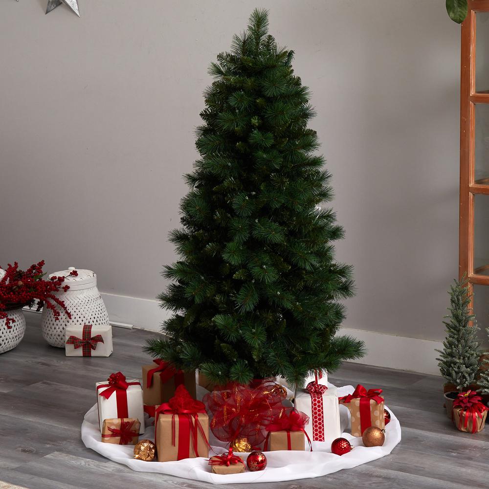 Slim West Virginia Mountain Pine Artificial Christmas Tree with 200 Clear Lights. Picture 8
