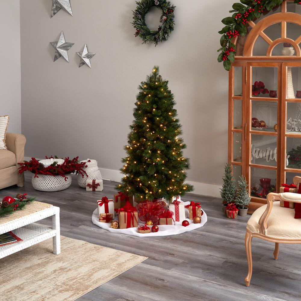 Slim West Virginia Mountain Pine Artificial Christmas Tree with 200 Clear Lights. Picture 9
