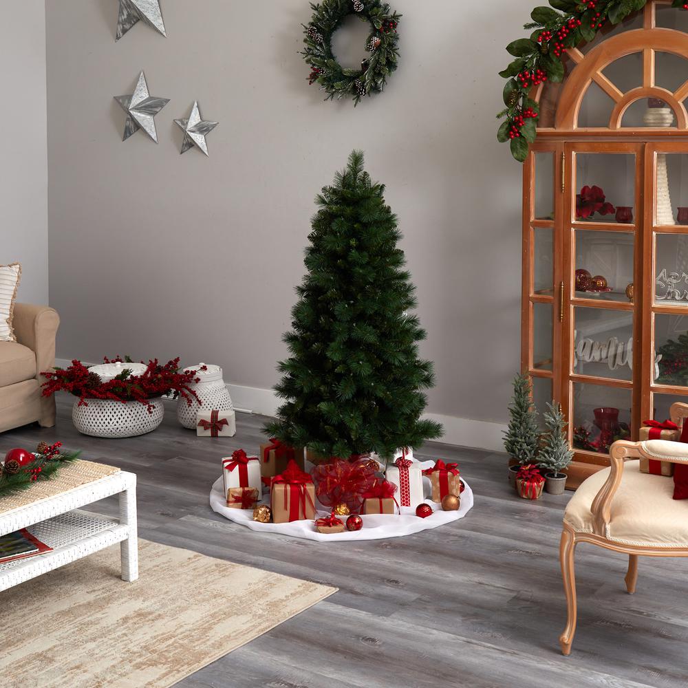 Slim West Virginia Mountain Pine Artificial Christmas Tree with 200 Clear Lights. Picture 10
