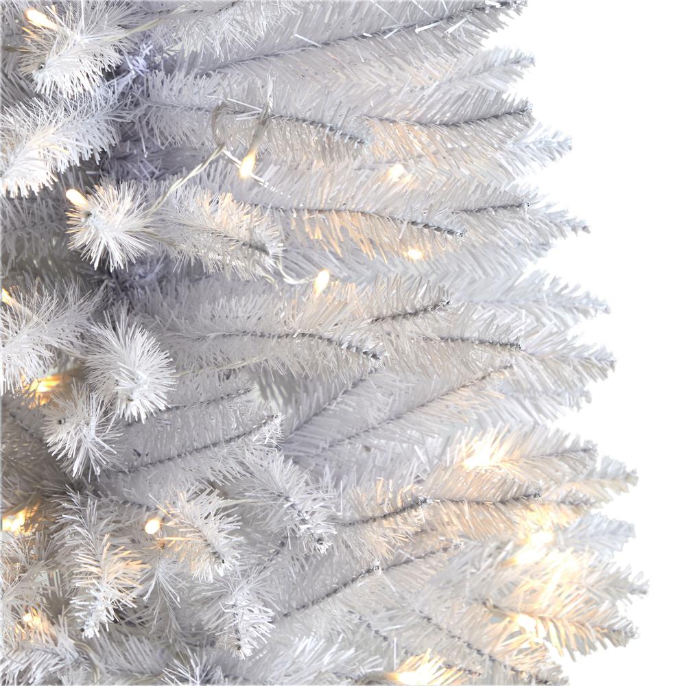 3ft. Slim White Artificial Christmas Tree with 50 Warm White LED Lights and 161 Bendable Branches. Picture 3