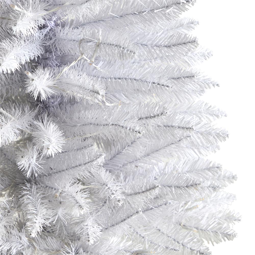 3ft. Slim White Artificial Christmas Tree with 50 Warm White LED Lights and 161 Bendable Branches. Picture 4