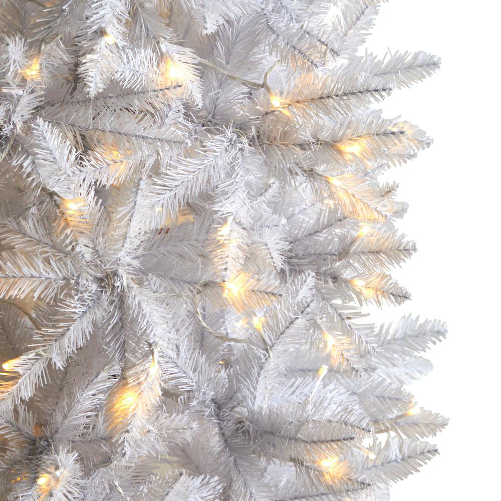 8ft. Slim White Artificial Christmas Tree with 400 Warm White LED Lights and 1348 Bendable Branches. Picture 3