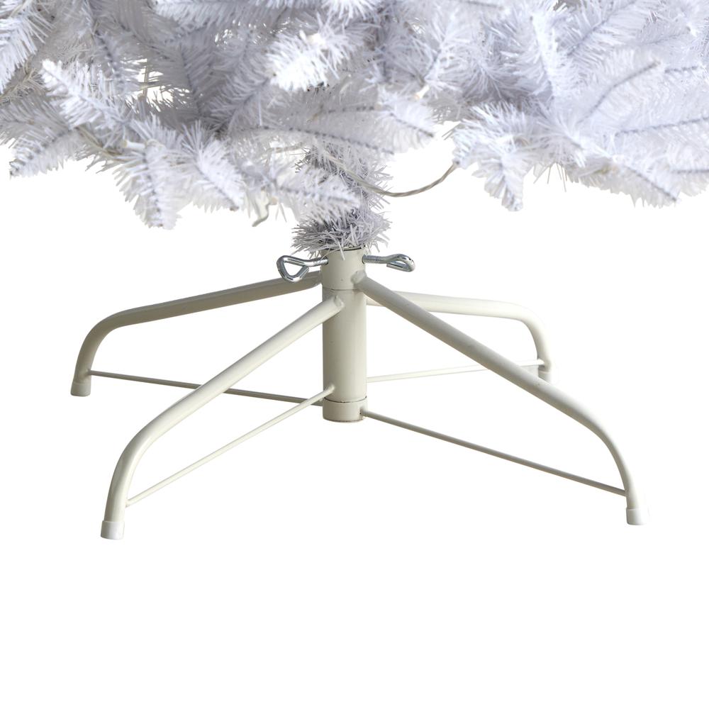 8ft. Slim White Artificial Christmas Tree with 400 Warm White LED Lights and 1348 Bendable Branches. Picture 5