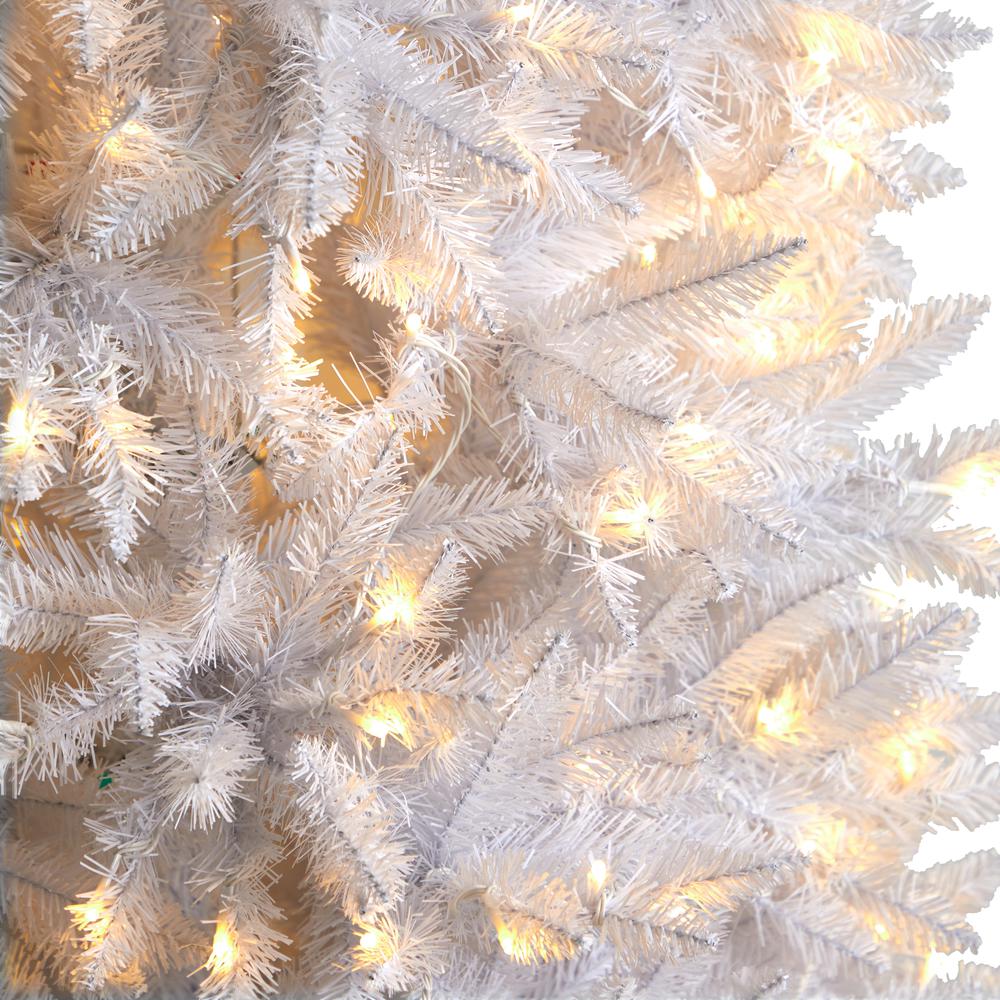 9ft. Slim White Artificial Christmas Tree with 600 Warm White LED Lights and 1860 Bendable Branches. Picture 4
