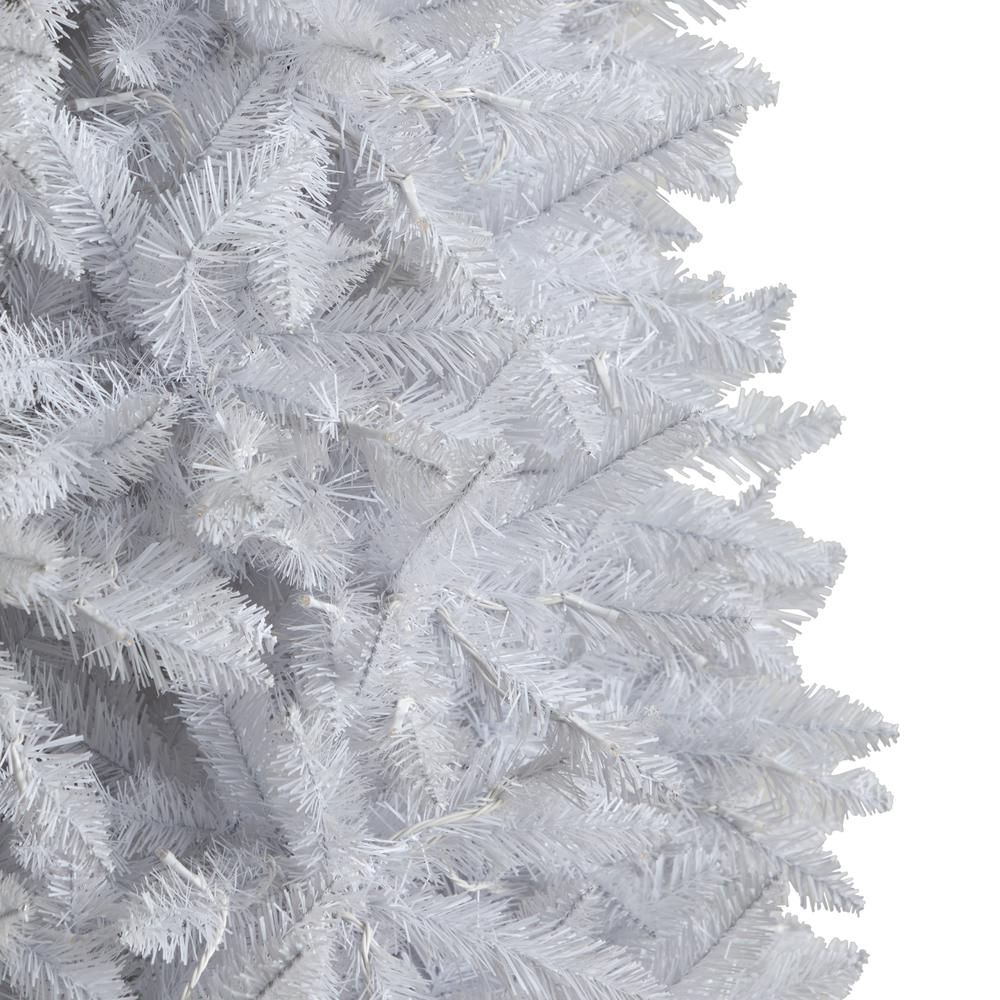 10ft. Slim White Artificial Christmas Tree with 800 Warm White LED Lights and 2420 Bendable Branches. Picture 4