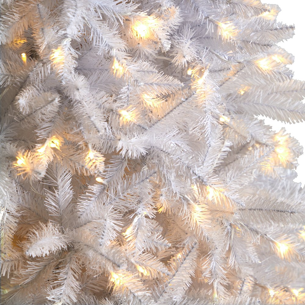11ft. Slim White Artificial Christmas Tree with 950 Warm White LED Lights. Picture 4