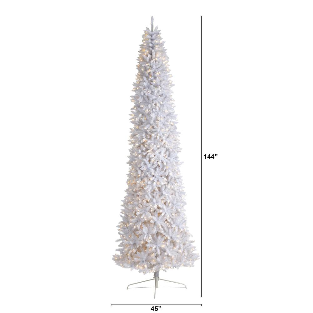Slim White Artificial Christmas Tree with 1100 Warm White LED Lights. Picture 2