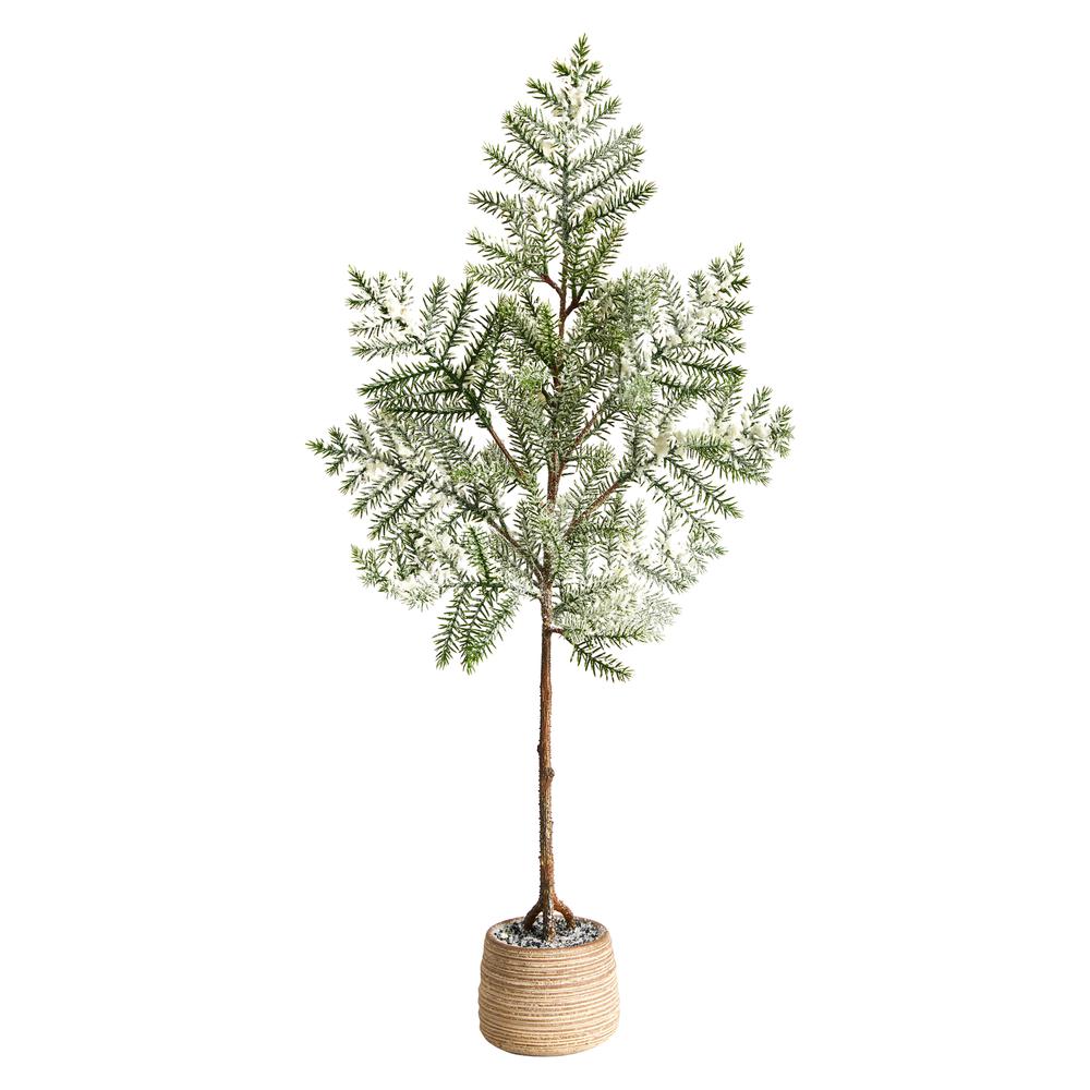 35in. Frosted Pine Artificial Christmas Tree in Decorative Planter. Picture 1
