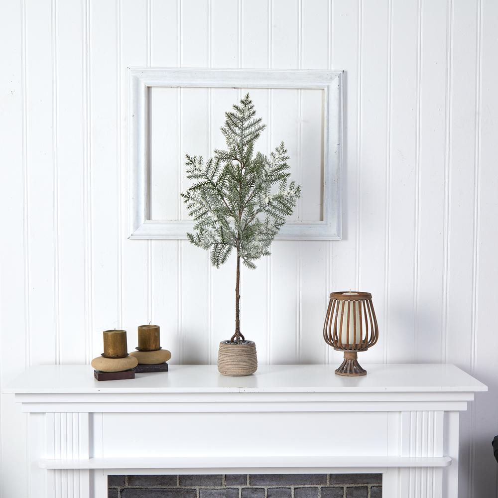 35in. Frosted Pine Artificial Christmas Tree in Decorative Planter. Picture 3