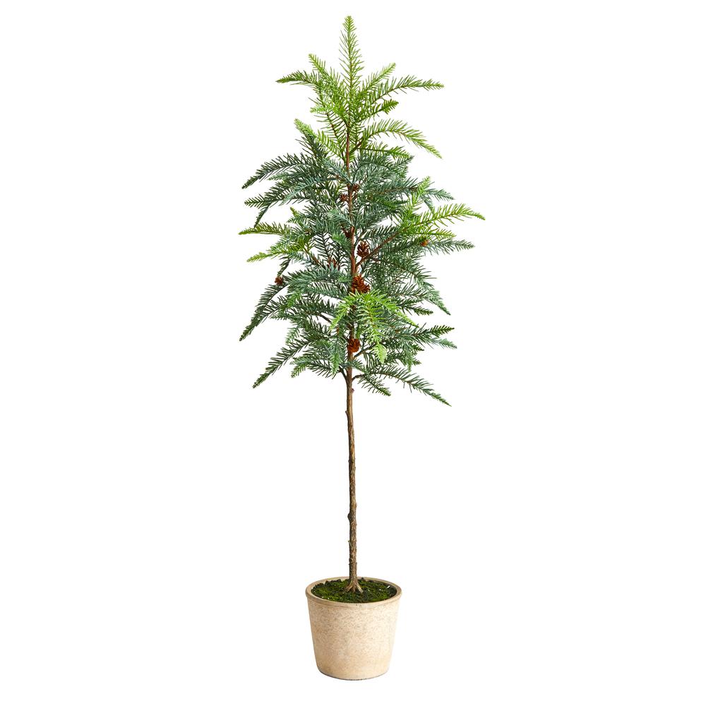 3.5ft. Winnipeg Artificial Pine Tree in Decorative Planter. Picture 1