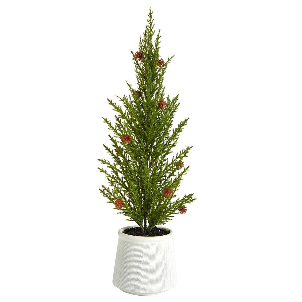 Cedar Pine Natural Look Artificial Tree with Mini Pine Cones. Picture 1