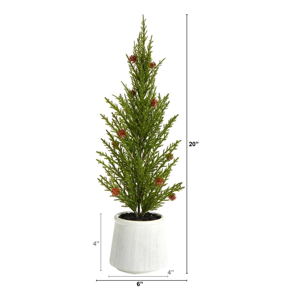 Cedar Pine Natural Look Artificial Tree with Mini Pine Cones. Picture 2
