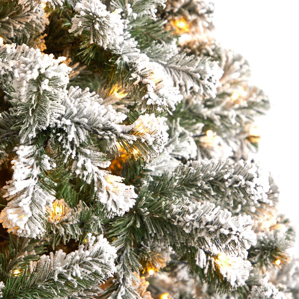 9ft. Flocked West Virginia Fir Artificial Christmas Tree with 650 Clear LED Lights and 1320 Bendable Branches. Picture 4