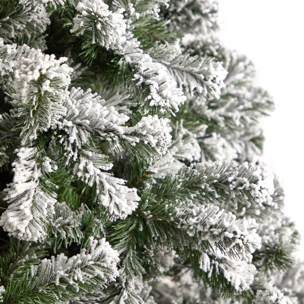 9ft. Flocked West Virginia Fir Artificial Christmas Tree with 650 Clear LED Lights and 1320 Bendable Branches. Picture 5