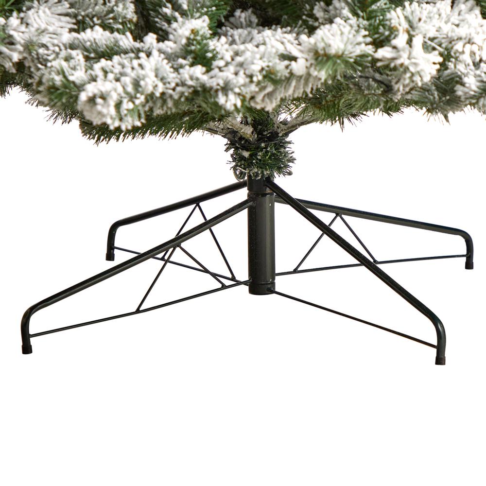 9ft. Flocked West Virginia Fir Artificial Christmas Tree with 650 Clear LED Lights and 1320 Bendable Branches. Picture 6