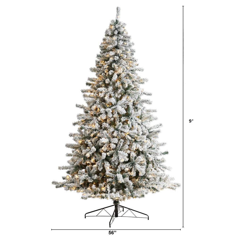 Flocked Rock Springs Spruce Christmas Tree with 650 LED Lights. Picture 2
