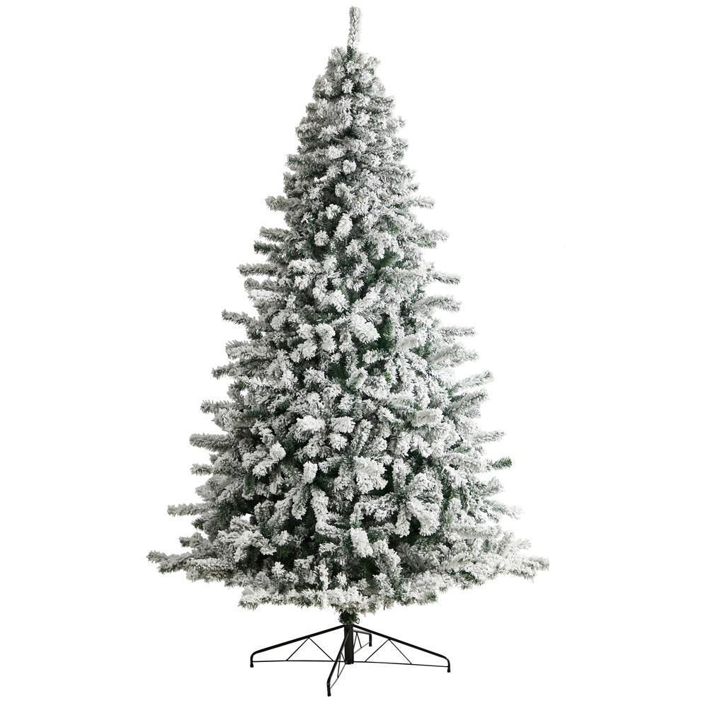 Flocked Rock Springs Spruce Christmas Tree with 650 LED Lights. Picture 3