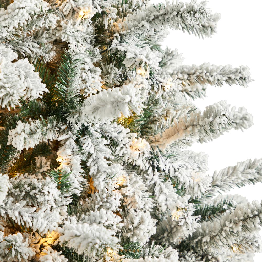 Flocked Rock Springs Spruce Christmas Tree with 650 LED Lights. Picture 4