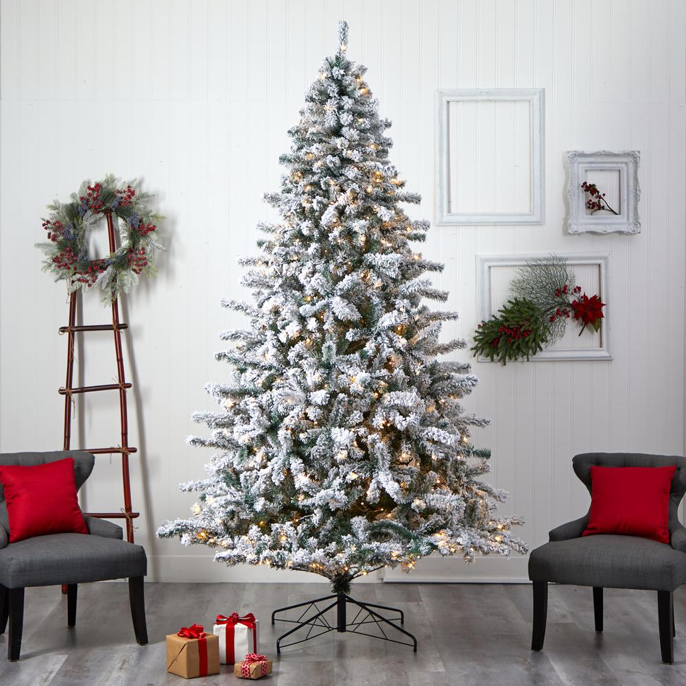 Flocked Rock Springs Spruce Christmas Tree with 650 LED Lights. Picture 7