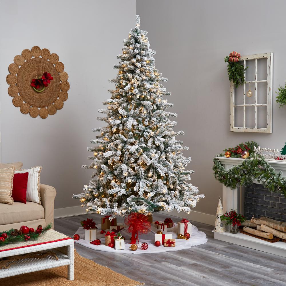Flocked Rock Springs Spruce Christmas Tree with 650 LED Lights. Picture 9