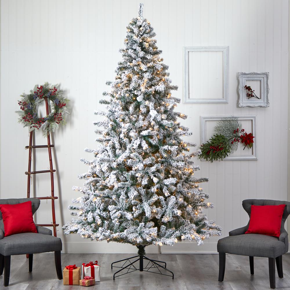 Flocked Rock Springs Spruce Christmas Tree with 800 LED Lights. Picture 7