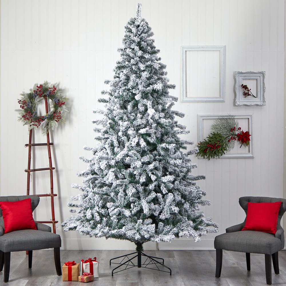 Flocked Rock Springs Spruce Christmas Tree with 800 LED Lights. Picture 8