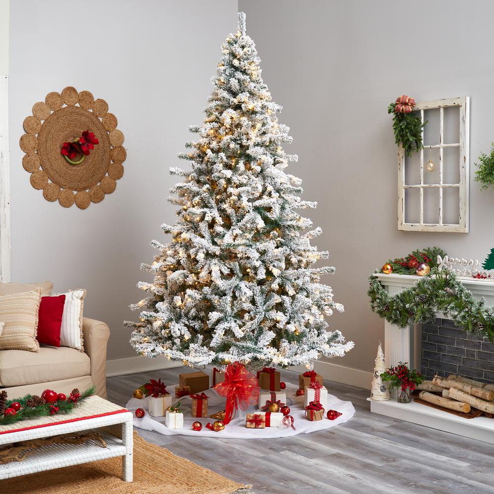 Flocked Rock Springs Spruce Christmas Tree with 800 LED Lights. Picture 9
