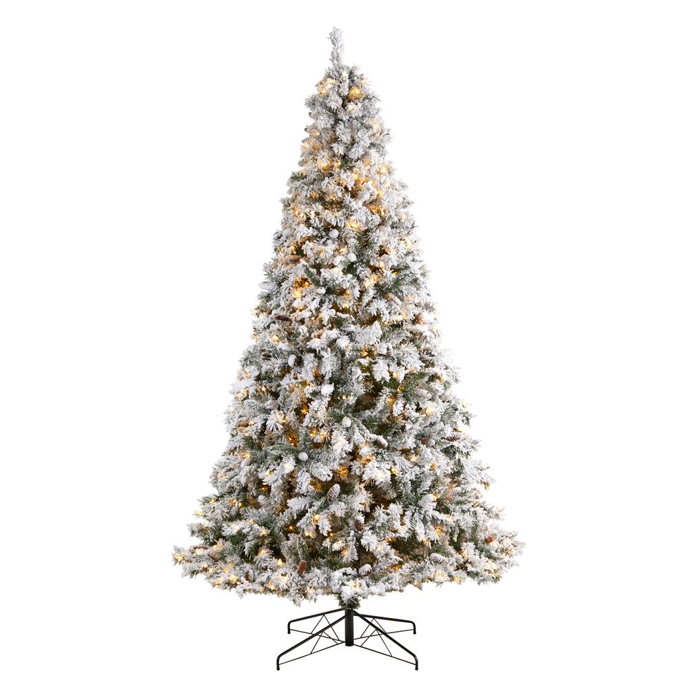 Flocked White River Mountain Pine Artificial Christmas Tree. Picture 1