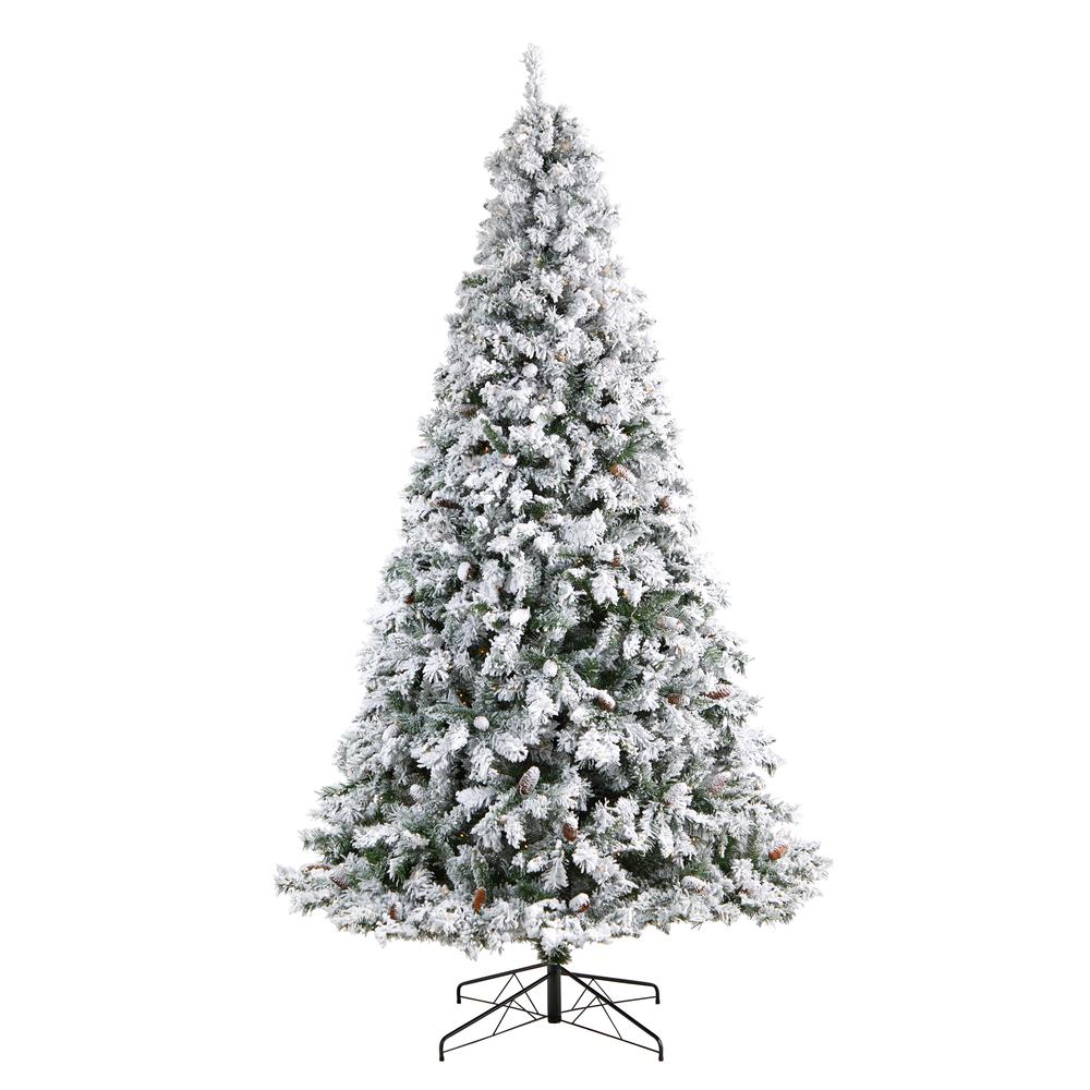 Flocked White River Mountain Pine Artificial Christmas Tree. Picture 3
