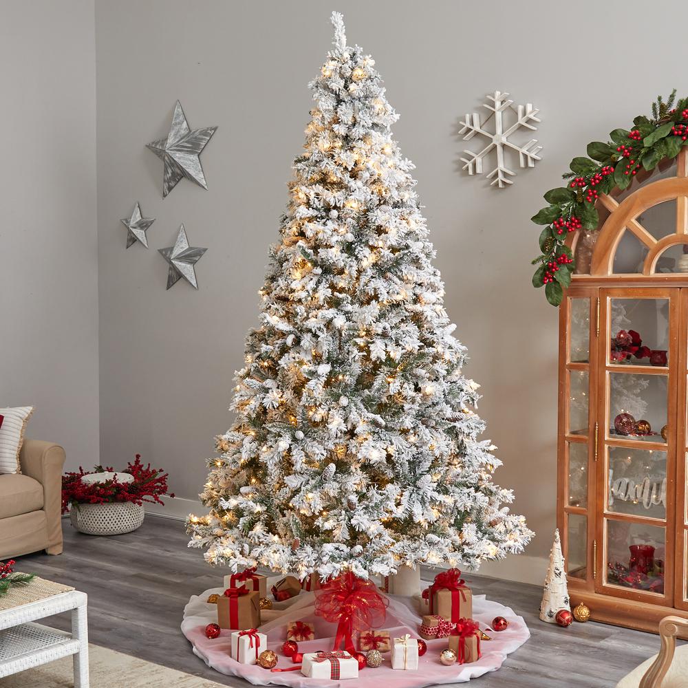 Flocked White River Mountain Pine Artificial Christmas Tree. Picture 7