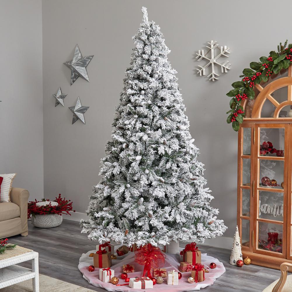 Flocked White River Mountain Pine Artificial Christmas Tree. Picture 8