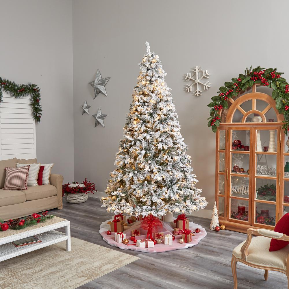 Flocked White River Mountain Pine Artificial Christmas Tree. Picture 9