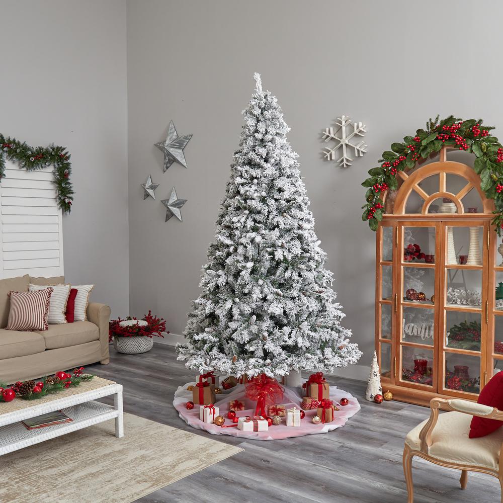 Flocked White River Mountain Pine Artificial Christmas Tree. Picture 10