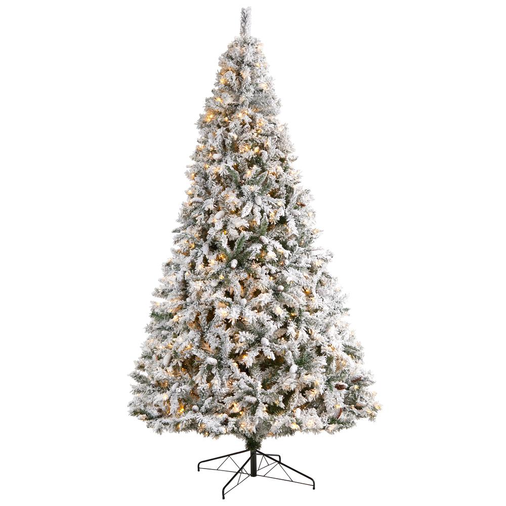 Flocked White River Mountain Pine Artificial Christmas Tree. Picture 1