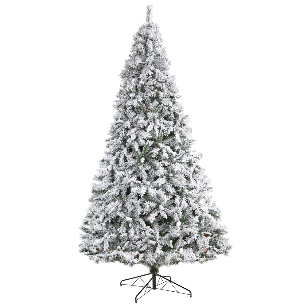 Flocked White River Mountain Pine Artificial Christmas Tree. Picture 3