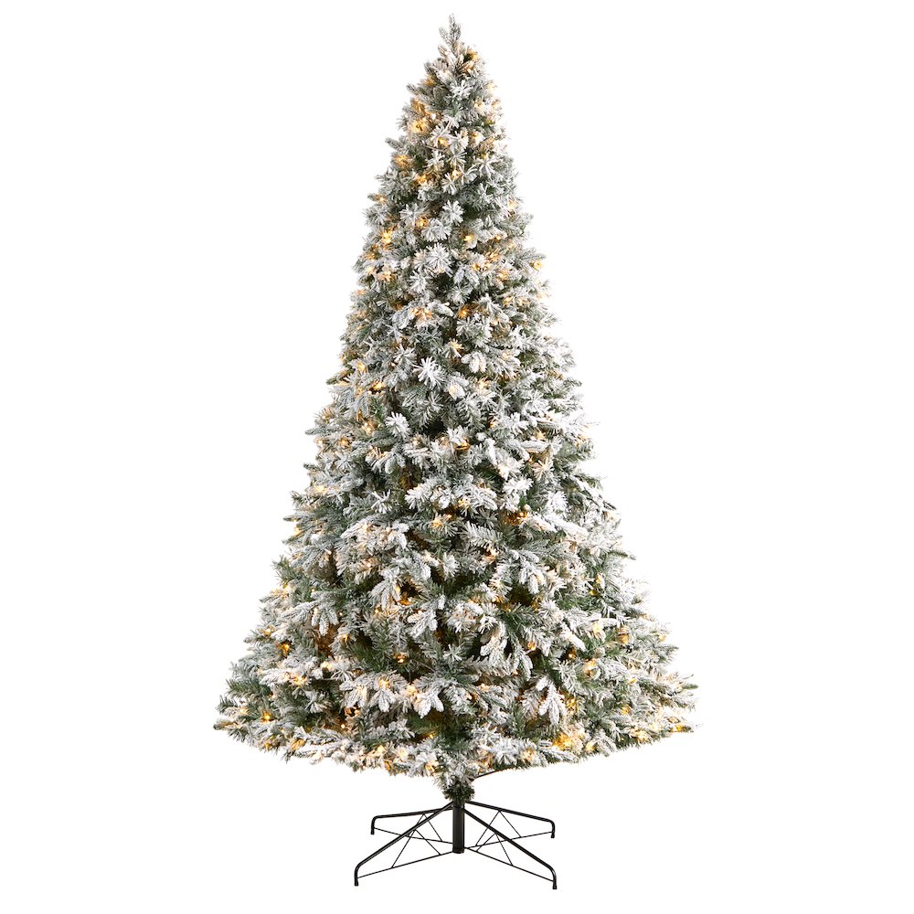 9ft. Flocked Vermont Mixed Pine Artificial Christmas Tree with 650 LED Lights. Picture 1