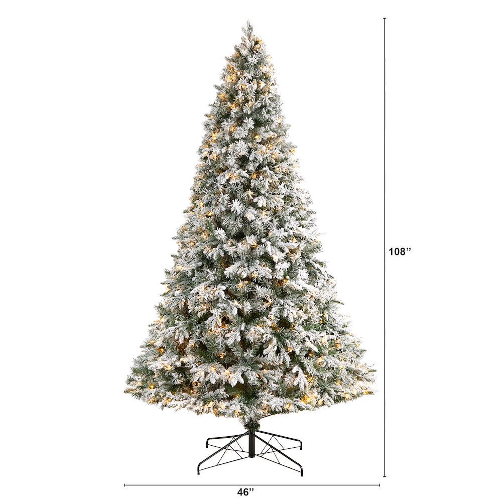 9ft. Flocked Vermont Mixed Pine Artificial Christmas Tree with 650 LED Lights. Picture 2