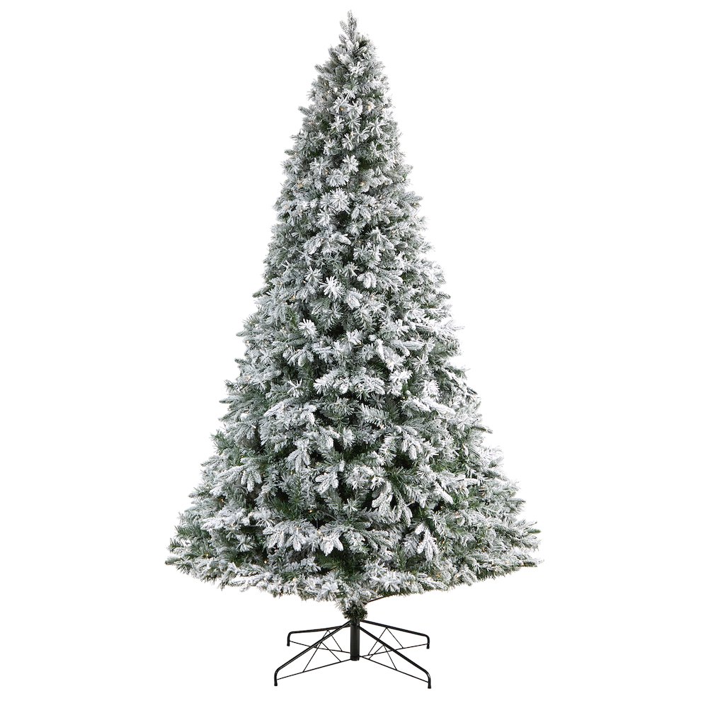 9ft. Flocked Vermont Mixed Pine Artificial Christmas Tree with 650 LED Lights. Picture 3