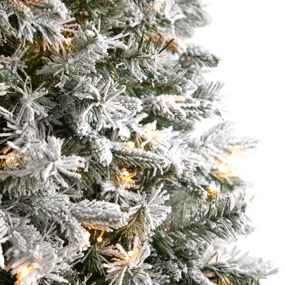 9ft. Flocked Vermont Mixed Pine Artificial Christmas Tree with 650 LED Lights. Picture 4