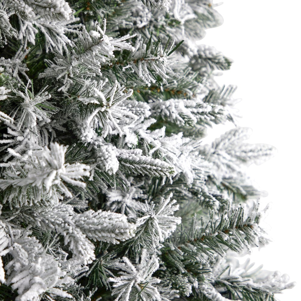 9ft. Flocked Vermont Mixed Pine Artificial Christmas Tree with 650 LED Lights. Picture 5