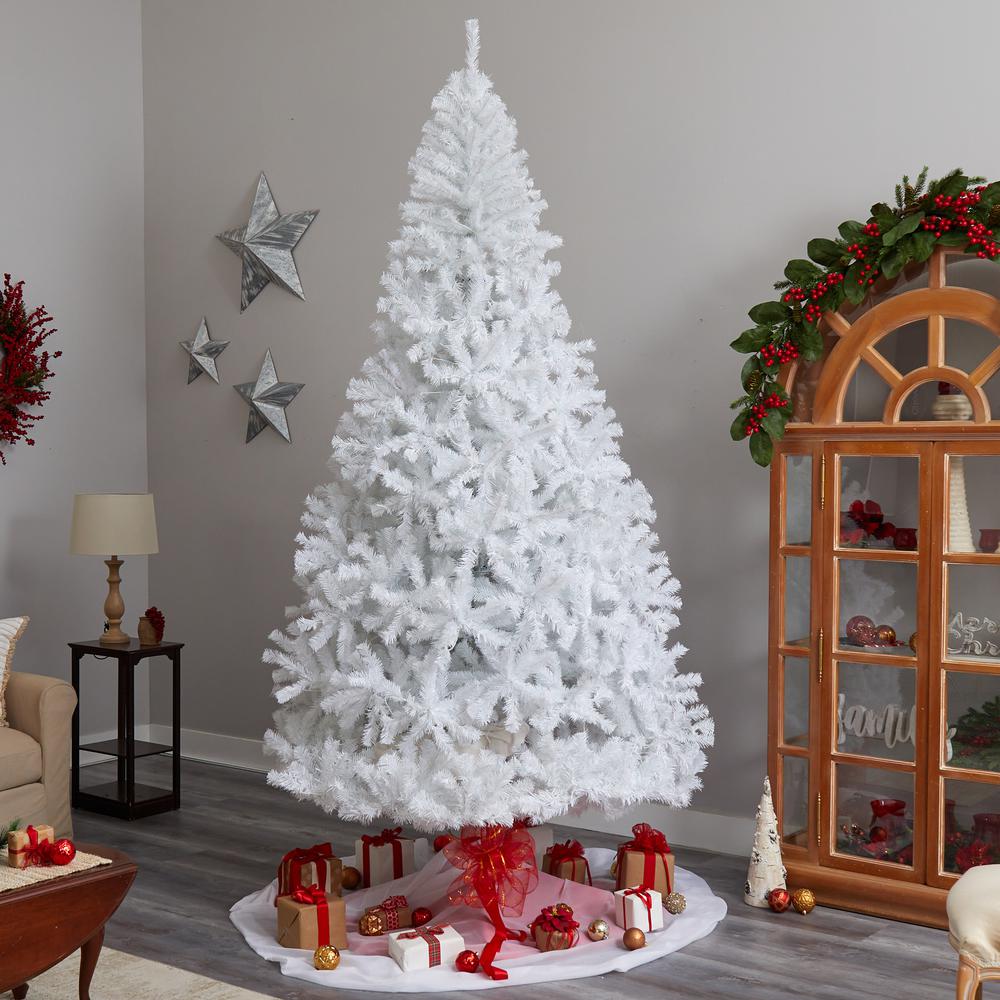 White Artificial Christmas Tree with 1860 Bendable Branches and 650 LED Lights. Picture 8