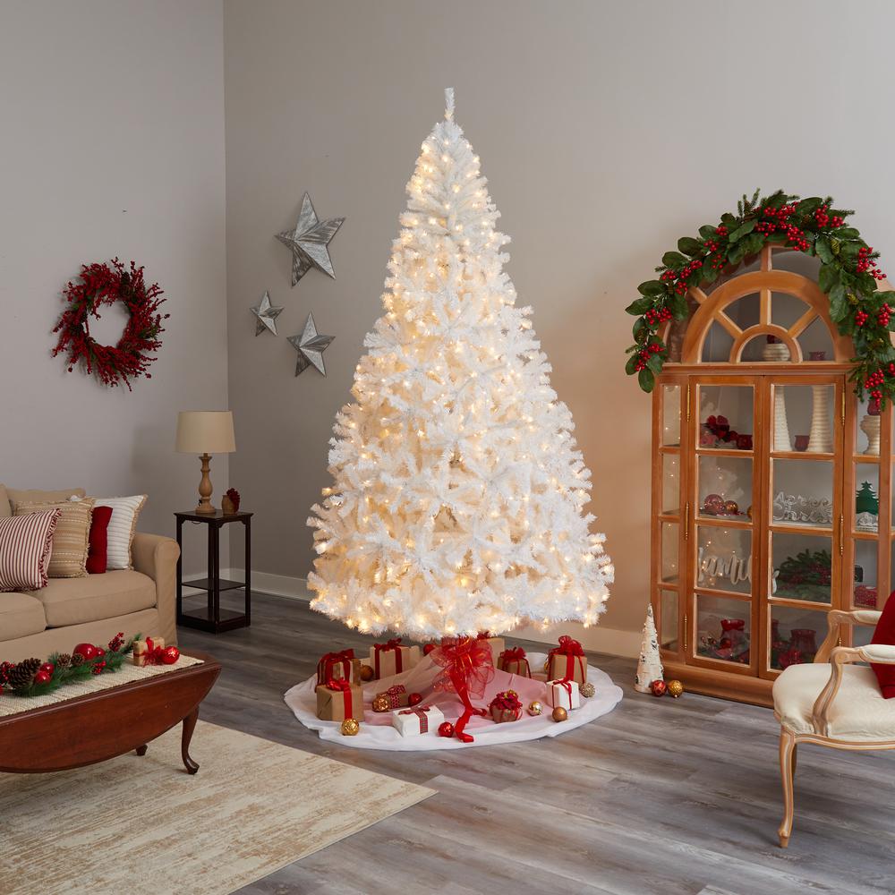 White Artificial Christmas Tree with 1860 Bendable Branches and 650 LED Lights. Picture 9
