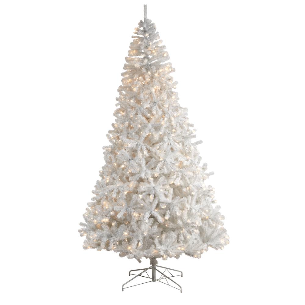 White Artificial Christmas Tree with 2200 Bendable Branches and 800 LED Lights. Picture 1