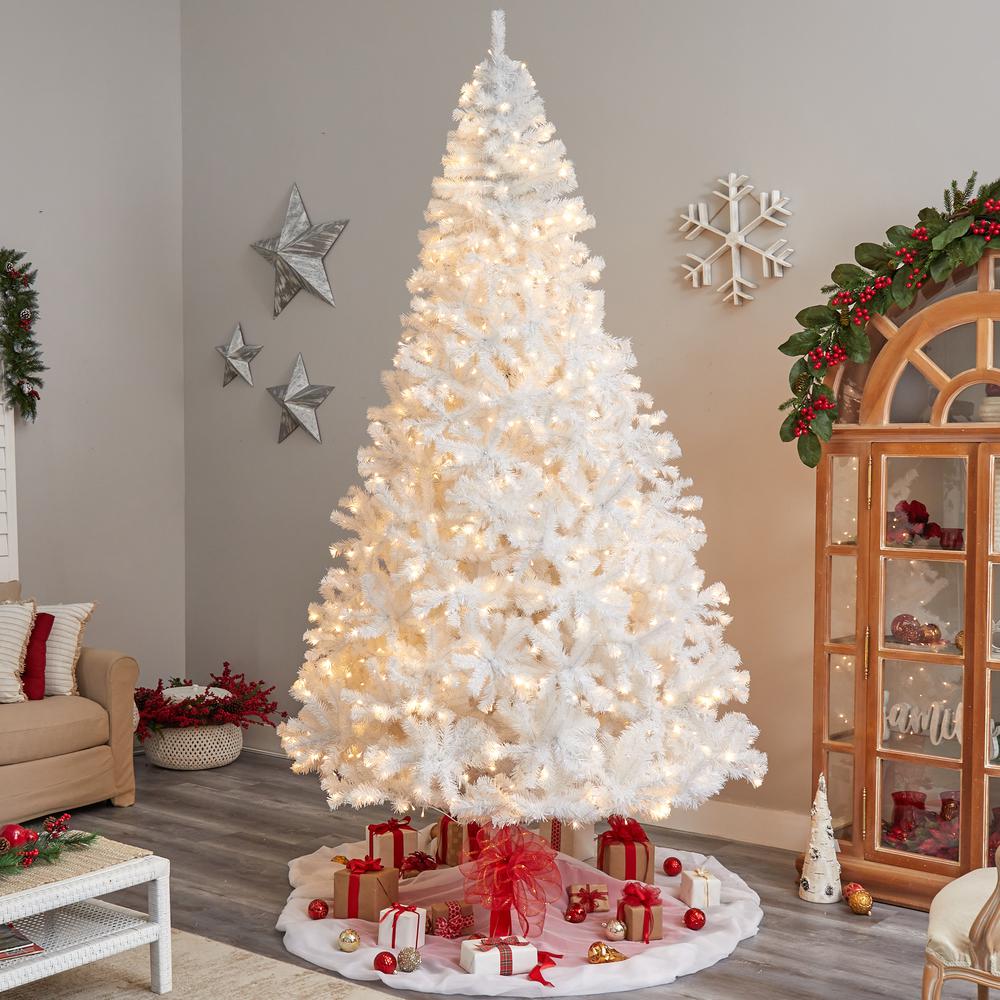 White Artificial Christmas Tree with 2200 Bendable Branches and 800 LED Lights. Picture 7