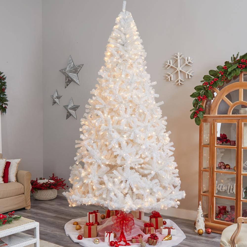 White Artificial Christmas Tree with 2720 Bendable Branches and 1000 LED Lights. Picture 7