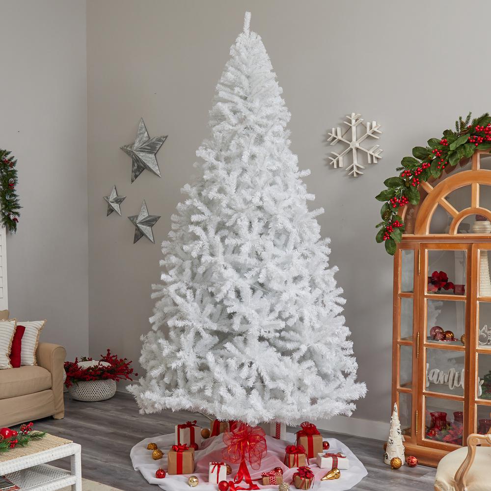 White Artificial Christmas Tree with 2720 Bendable Branches and 1000 LED Lights. Picture 8