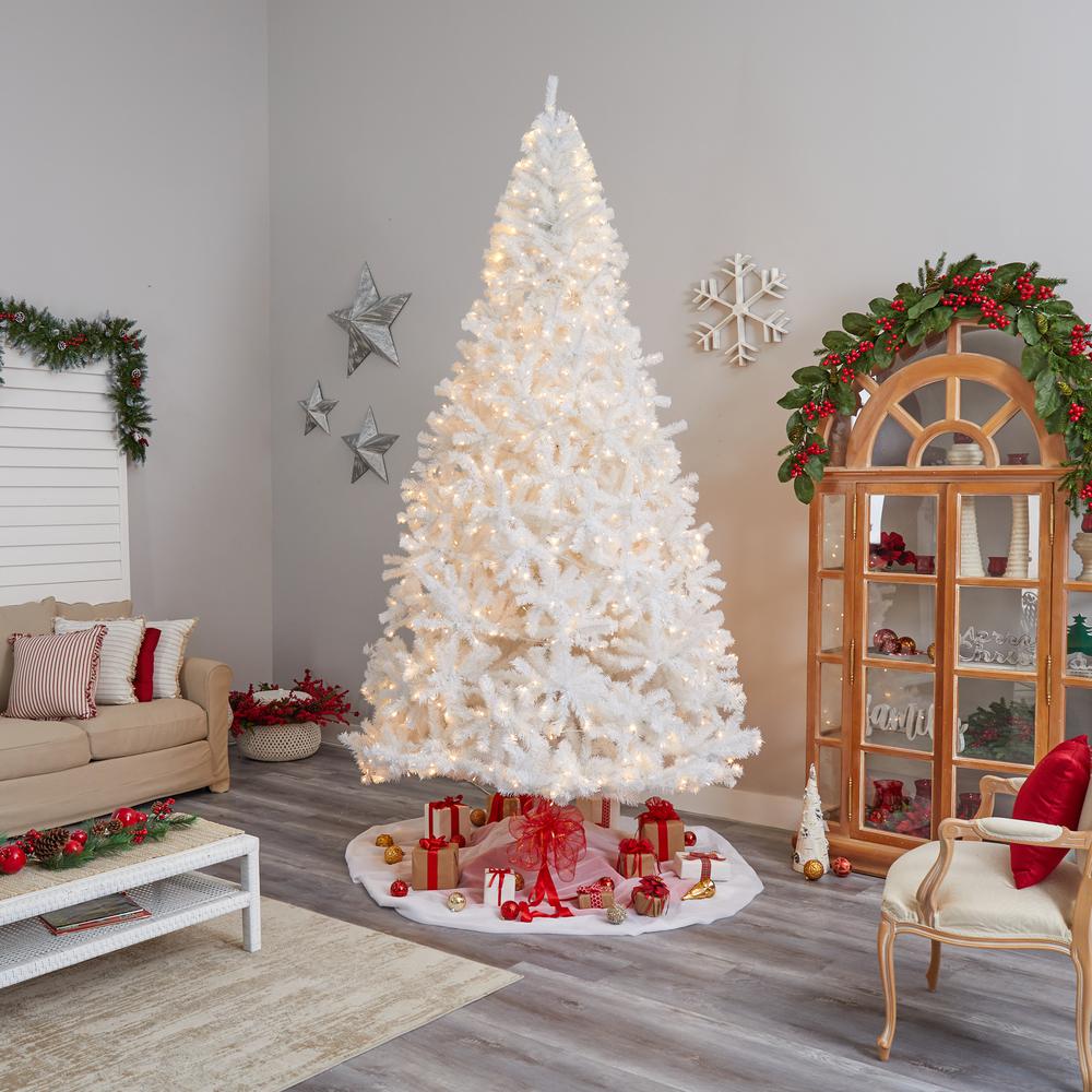 White Artificial Christmas Tree with 2720 Bendable Branches and 1000 LED Lights. Picture 9